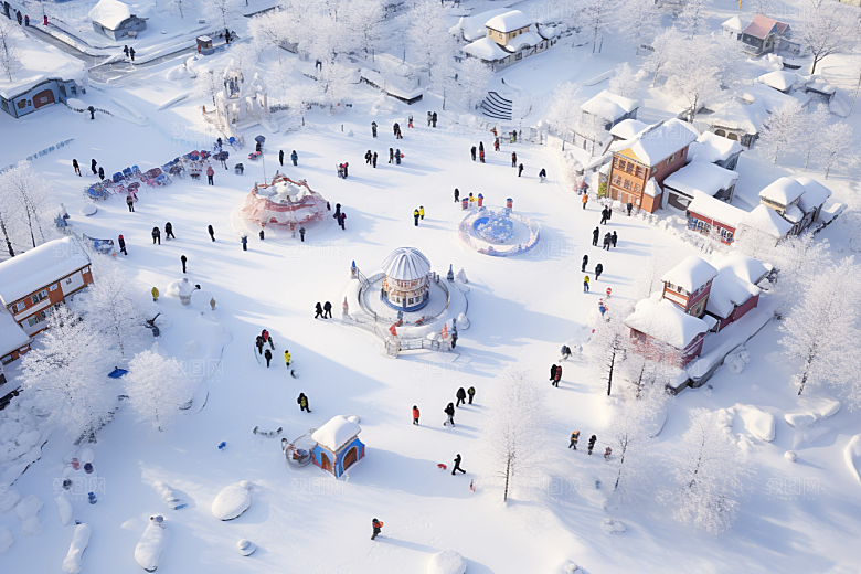 东北雪乡景区风光素材