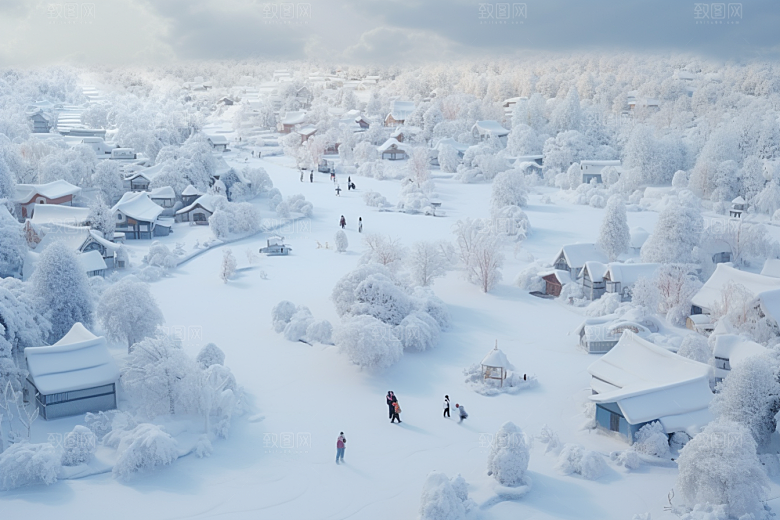 东北雪乡高清哈尔滨素材