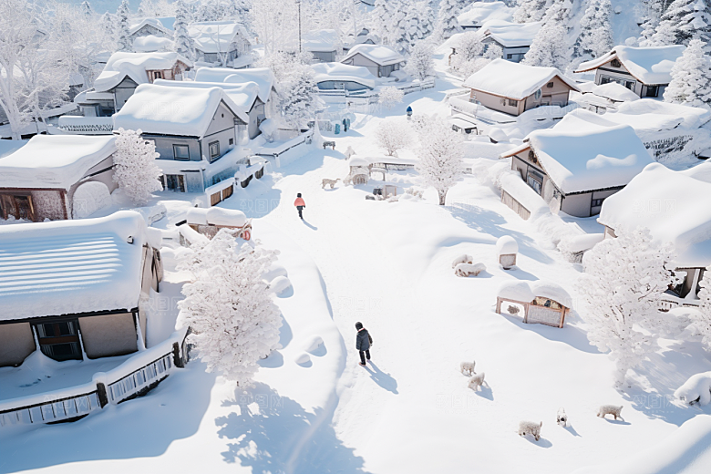 东北雪乡雪景旅游素材