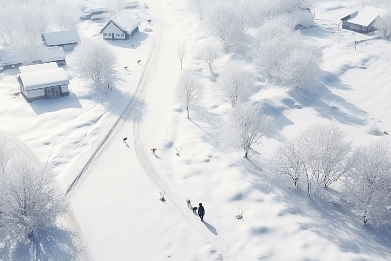 东北雪乡景区大雪素材
