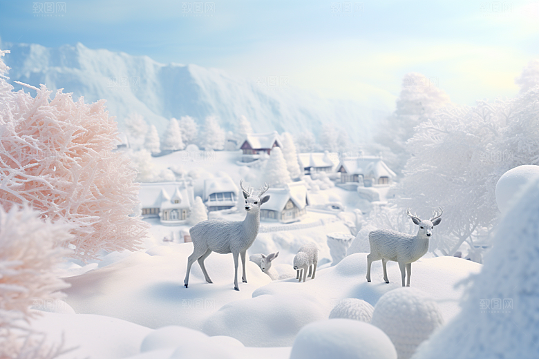东北雪乡哈尔滨大雪素材