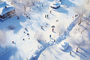 东北雪乡高清雪景素材