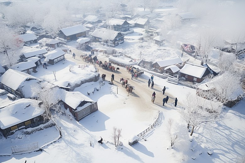 东北雪乡风光高清素材