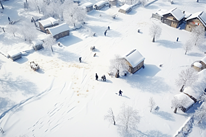 东北雪乡雪景北方素材