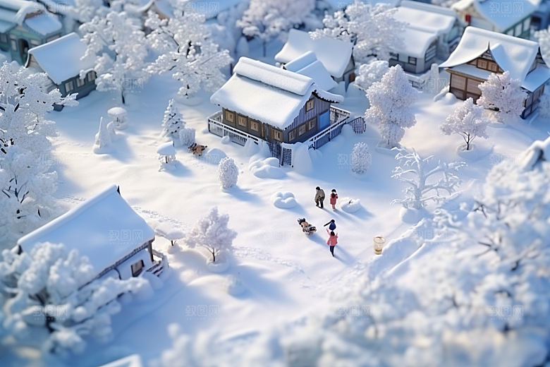 东北雪乡景区大雪素材