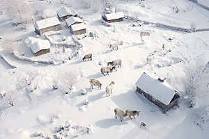 东北雪乡大雪雪景素材