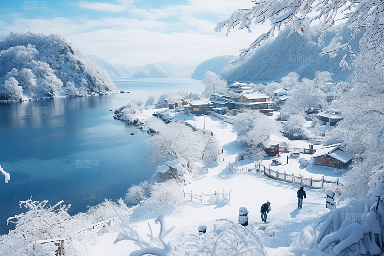 东北雪乡景区高清素材
