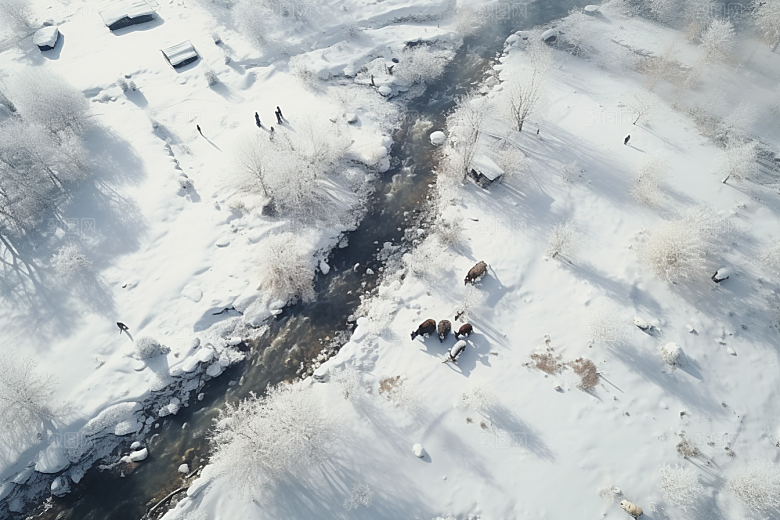 东北雪乡大雪景区素材