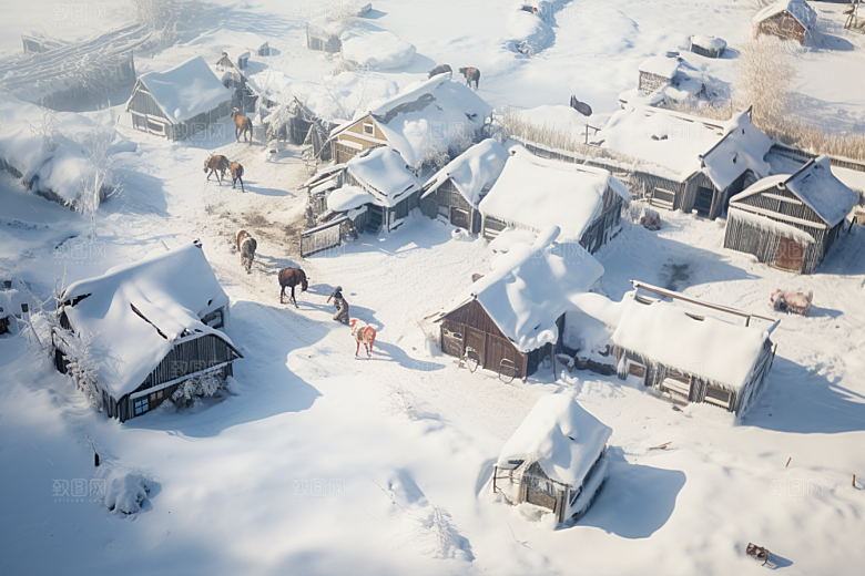 东北雪乡雪景旅游素材