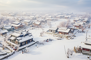 东北雪乡大雪景区素材