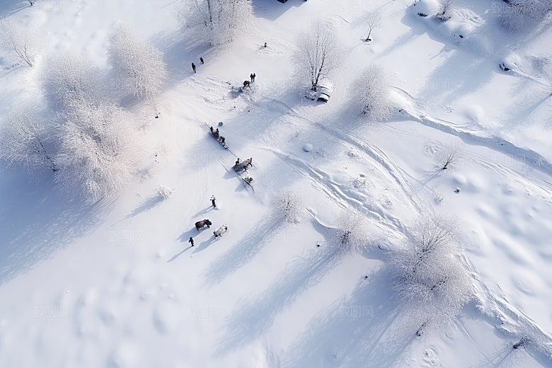 东北雪乡景区高清素材
