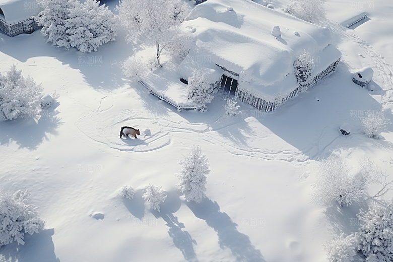 东北雪乡景区大雪素材