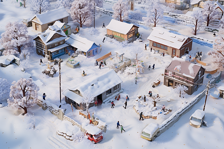 东北雪乡大雪风光素材