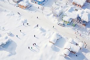 东北雪乡风光雪景素材