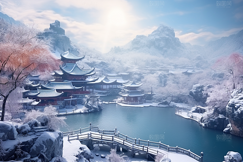 东北雪乡大雪雪景素材