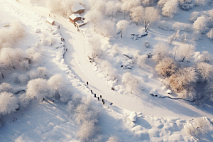 东北雪乡雪景大雪素材