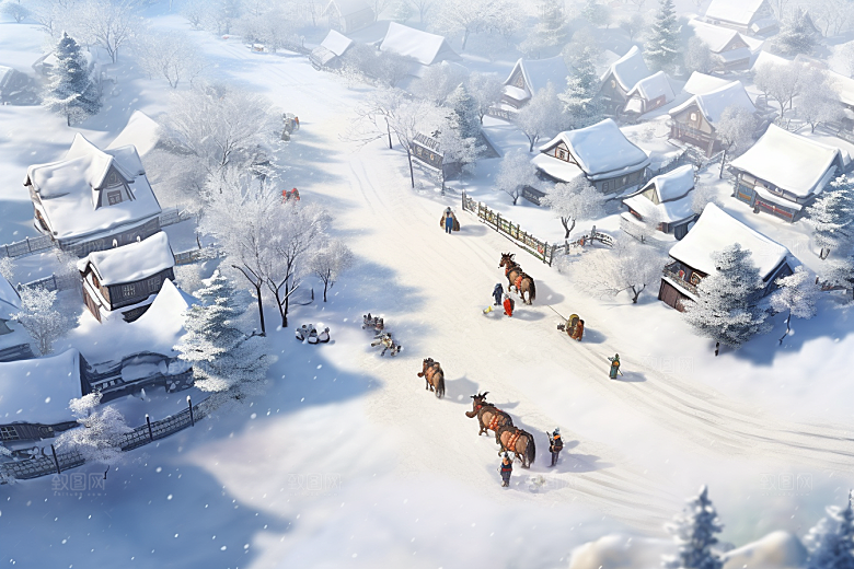东北雪乡雪景大雪素材