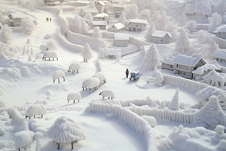 东北雪乡雪景高清素材