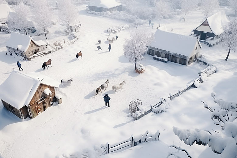 东北雪乡风光雪景素材