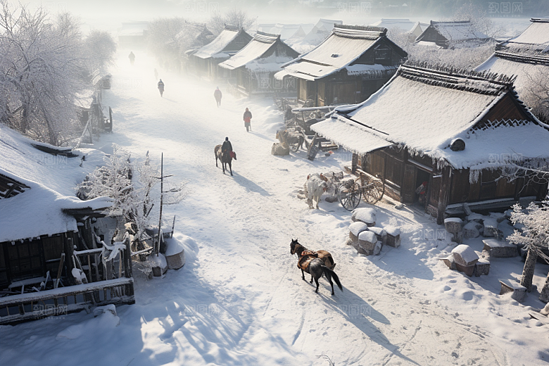 东北雪乡景区高清素材