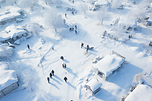 东北雪乡雪景风光素材