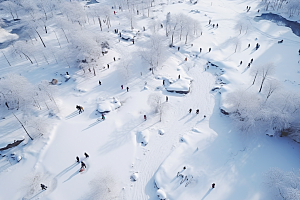 东北雪乡风光雪景素材