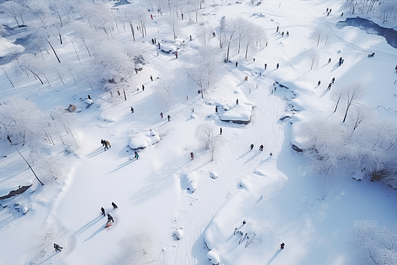 东北雪乡风光雪景素材