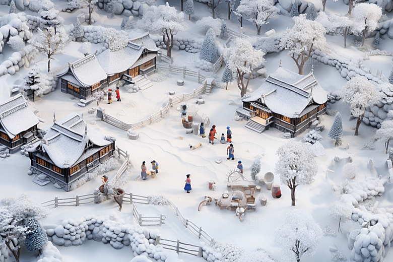 东北雪乡雪景北方素材
