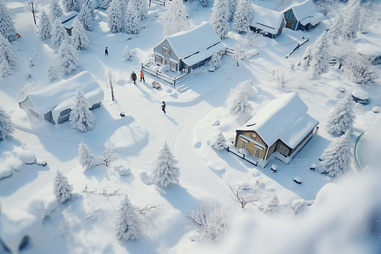 东北雪乡雪景北方素材