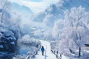 东北雪乡旅游雪景素材
