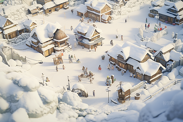 东北雪乡雪景旅游素材