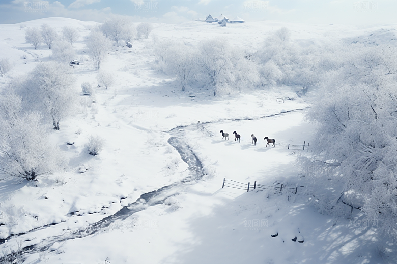 东北雪乡哈尔滨大雪素材