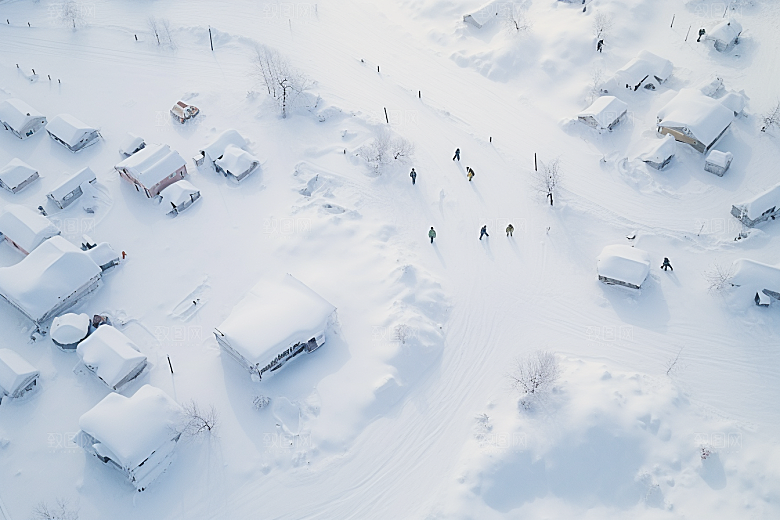 东北雪乡大雪雪景素材