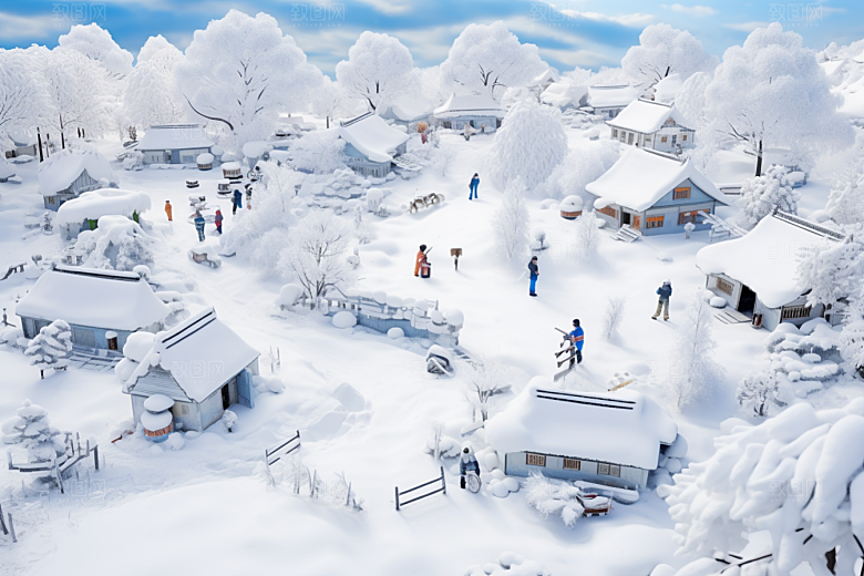 东北雪乡高清景区素材