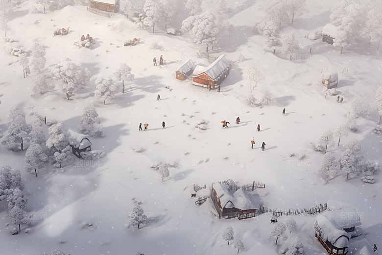 东北雪乡风光景区素材