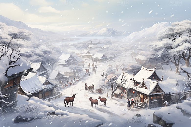 东北雪乡北方雪景素材