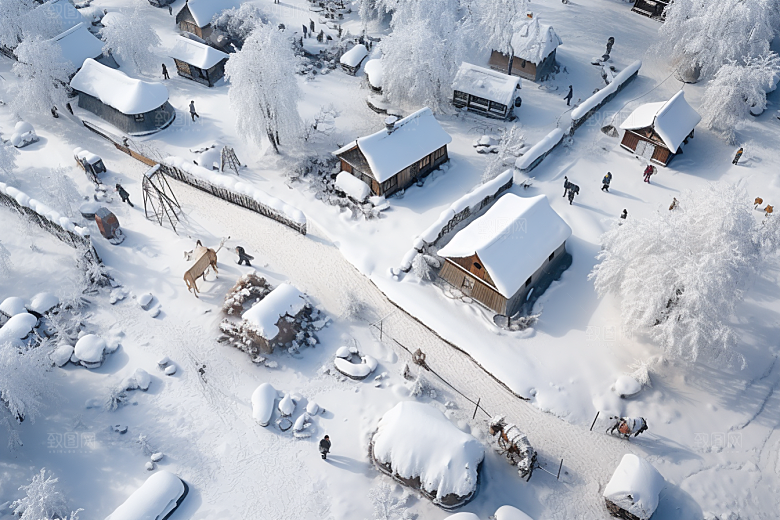 东北雪乡哈尔滨雪景素材