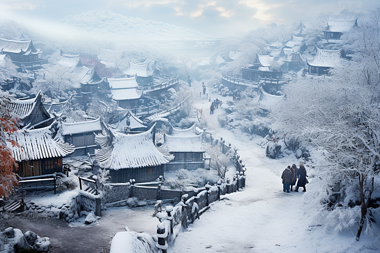东北雪乡景区风光素材