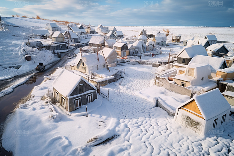 东北雪乡景区大雪素材
