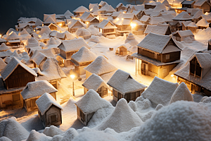 东北雪乡雪景大雪素材