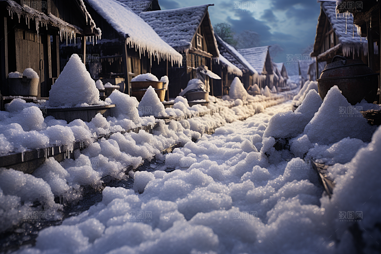 东北雪乡雪景景区素材