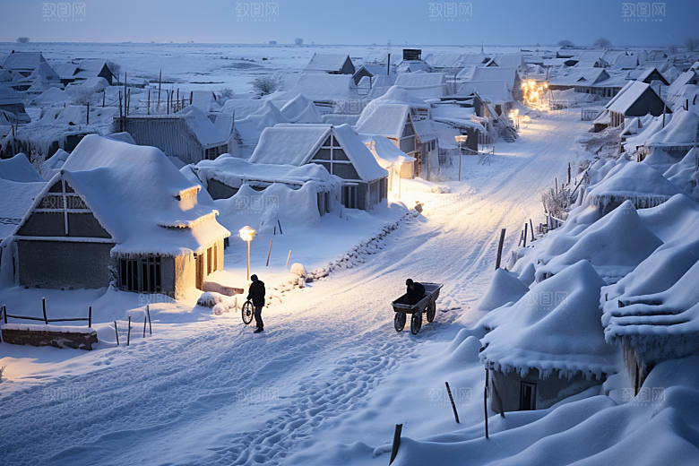 东北雪乡雪景北方素材