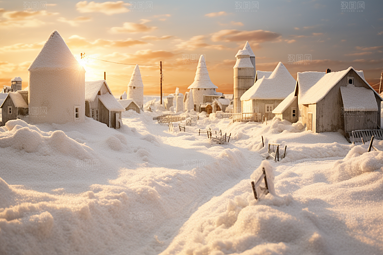 东北雪乡大雪景区素材