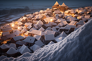 东北雪乡景区雪景素材