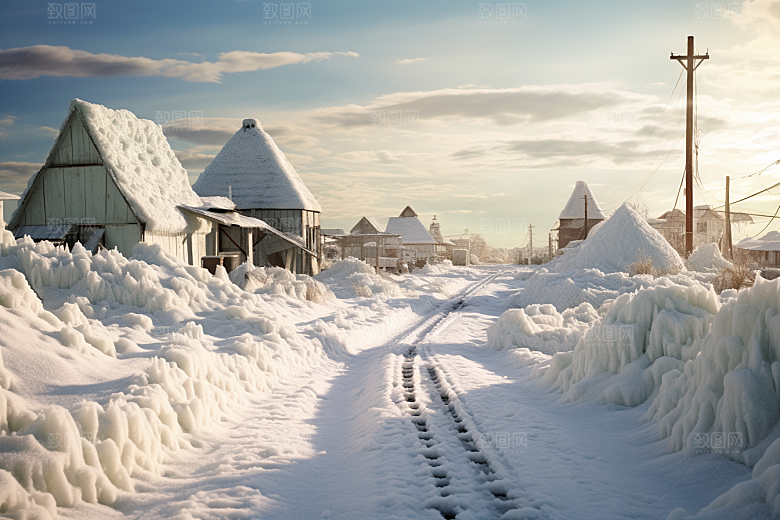 东北雪乡大雪雪景素材
