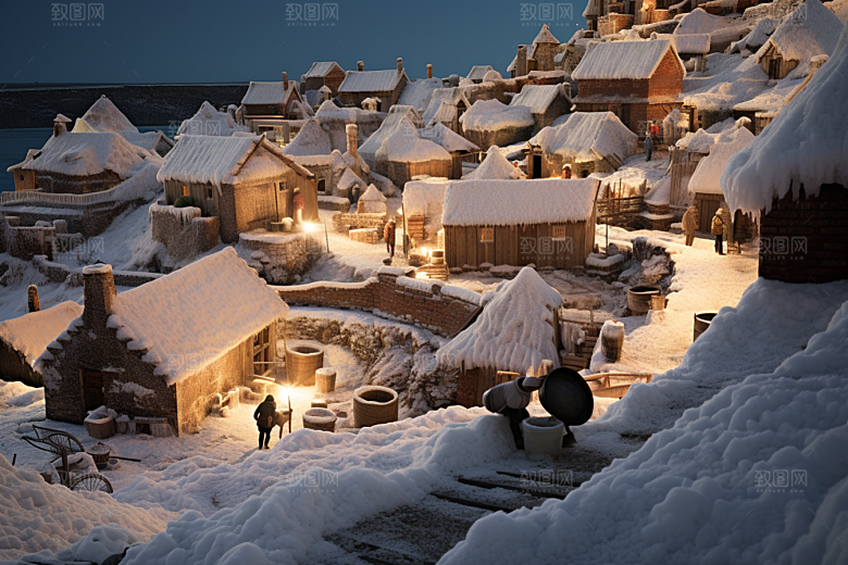 东北雪乡大雪景区素材
