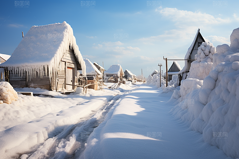 东北雪乡雪景北方素材