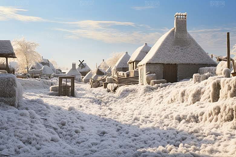 东北雪乡雪景北方素材