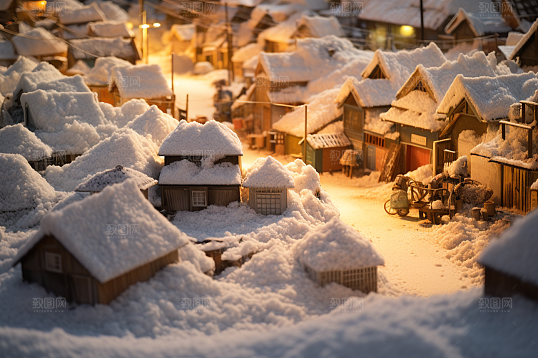 东北雪乡大雪雪景素材