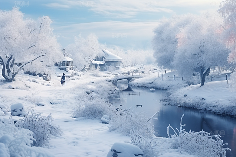 东北雪乡雪景哈尔滨素材